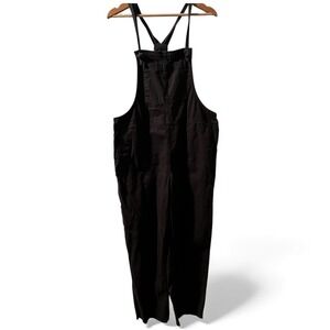 Aerie Overalls Womens M Wide Leg Tie Straps‎ Boho Artist Raw Hem Gorpcore Gray